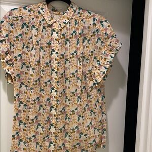 Trovata Birds of Paradis Marianne Ruffle Sleeve Shirt Size Medium